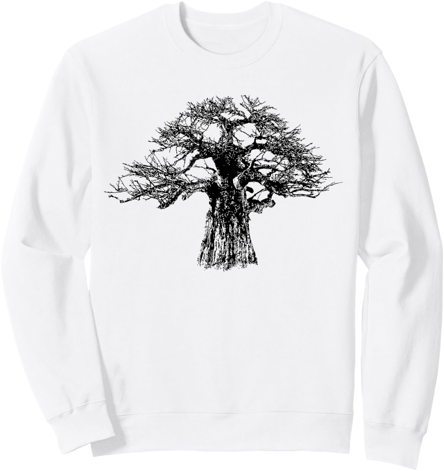 Giant Baobab Tree in Bold Monochrome for Tree Lovers Sweatshirt - Sweatshirt | White