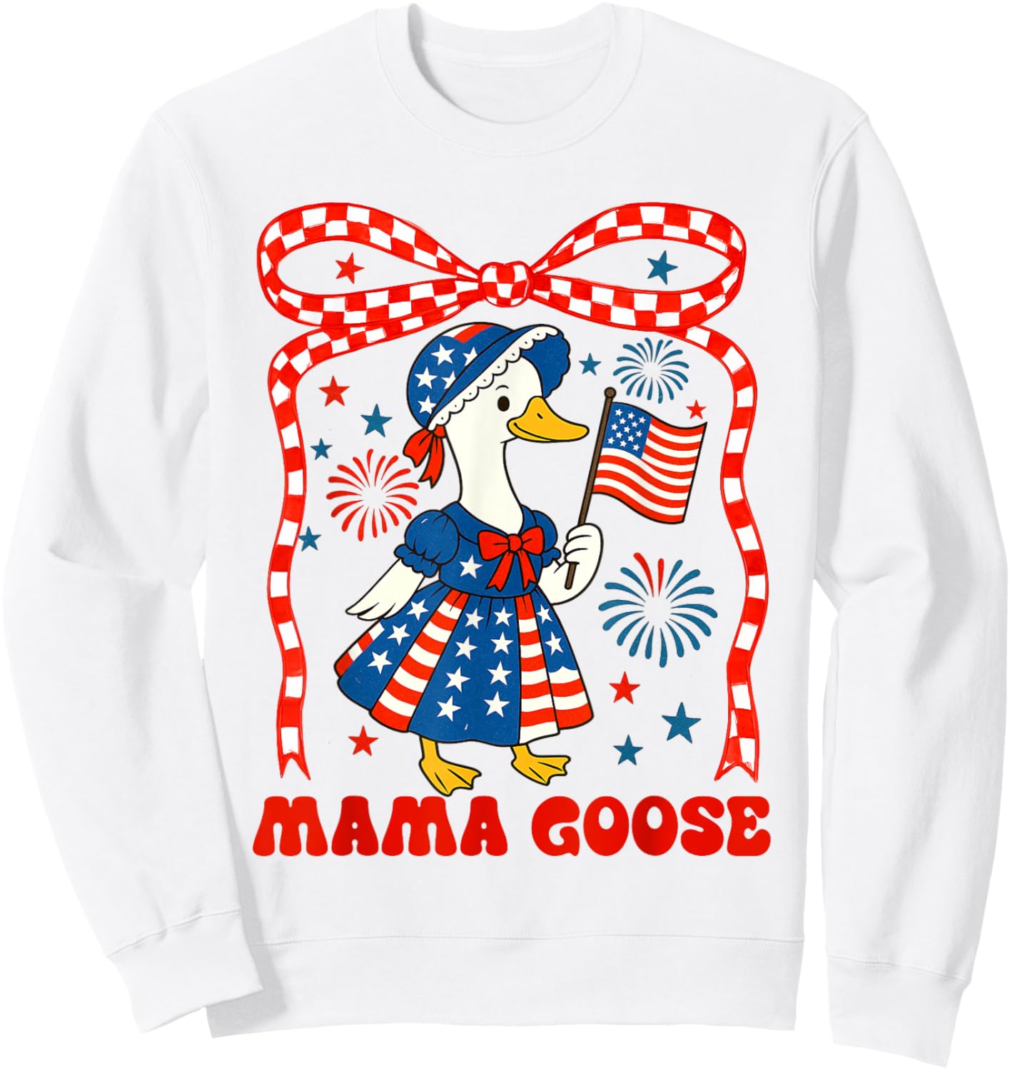 4th Of July Patriotic Mom American Silly Goose Mama Goose Sweatshirt - Sweatshirt | White