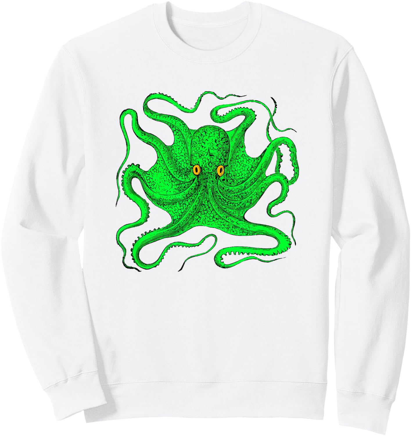 Octopus Shirt (green with yellow eyes) Sweatshirt - Sweatshirt | White