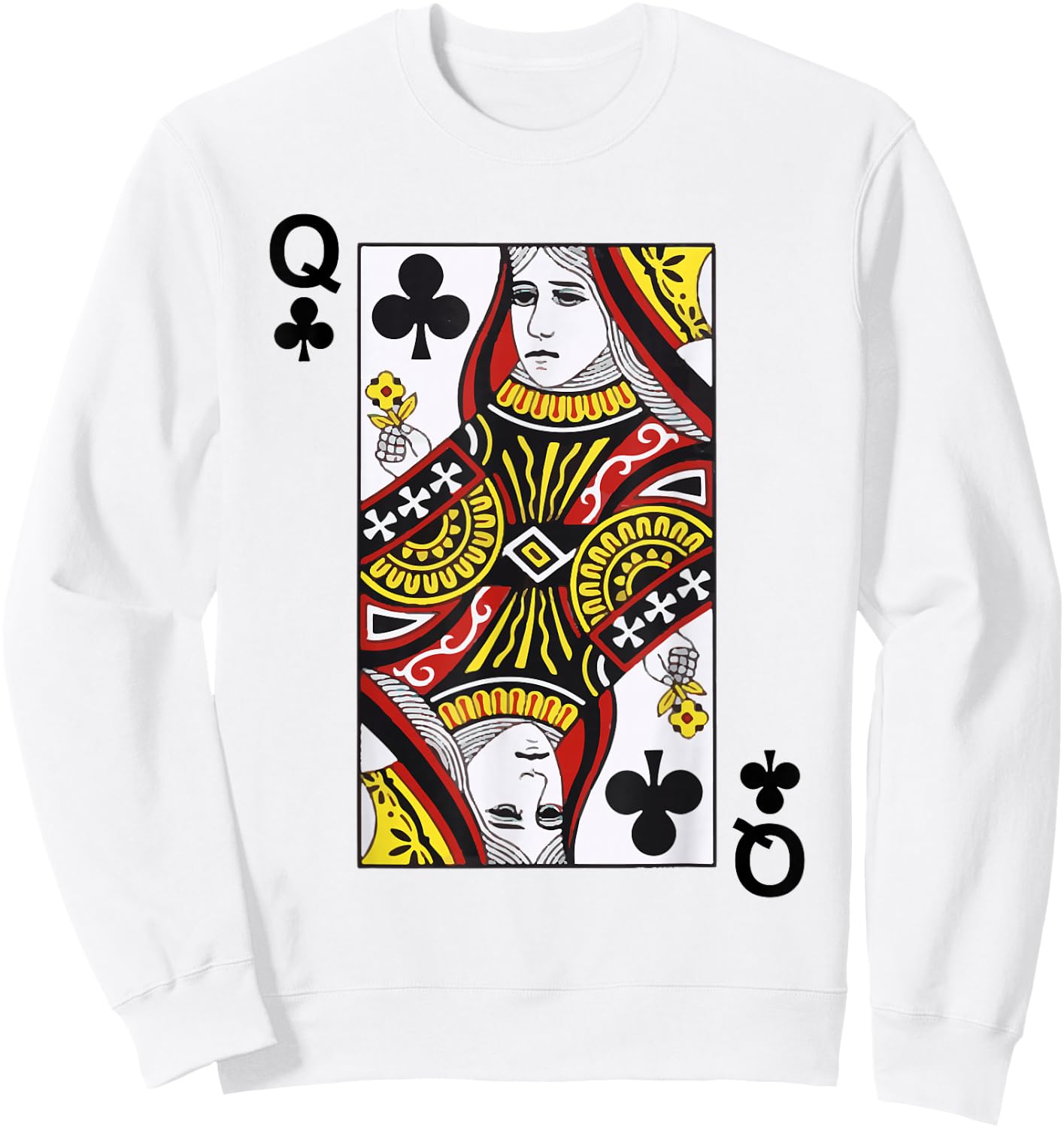 Queen of Clubs Blackjack Playing Cards Sweatshirt - Sweatshirt | White