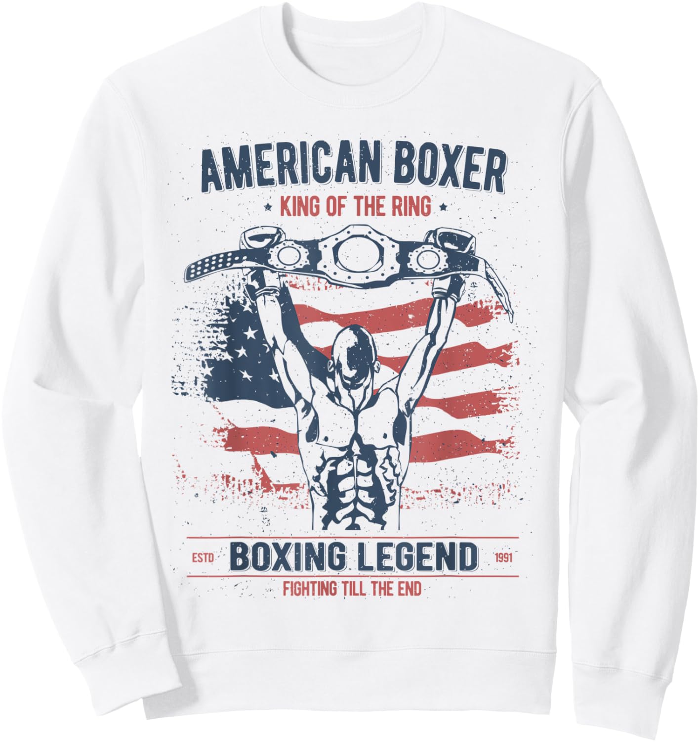 Boxing Shirts Vintage Style Gifts USA American Boxer Sweatshirt - Sweatshirt | White