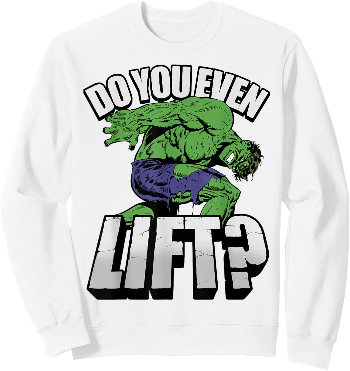 Marvel Hulk Do You Even Lift Workout Graphic Sweatshirt - Sweatshirt | White