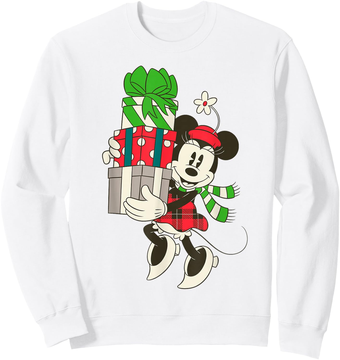 Disney Vintage Minnie Mouse Presents Holiday Sweatshirt - Sweatshirt | White