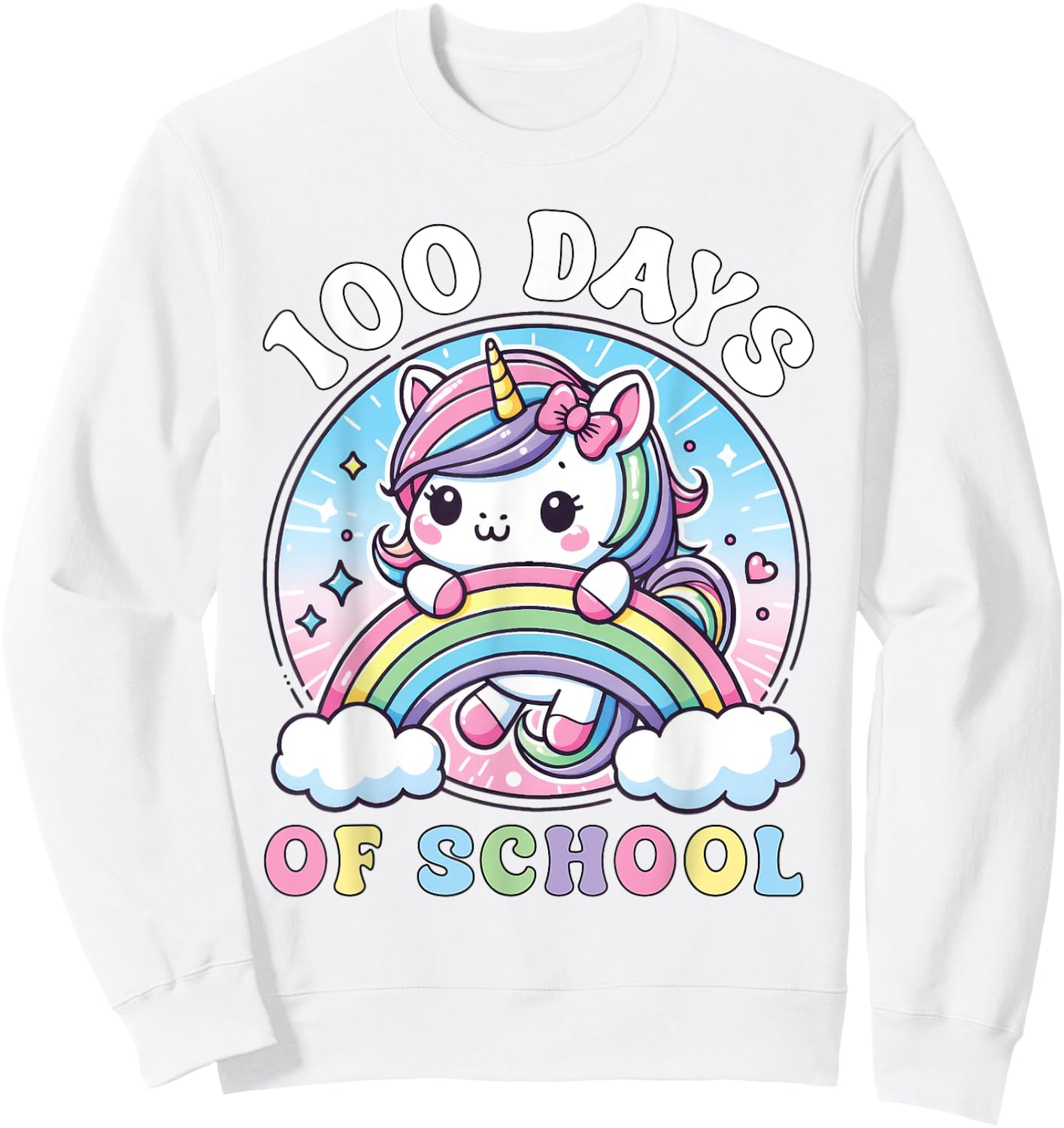 Cute 100 Days of School Girls Unicorn 100th Day School kids Sweatshirt - Sweatshirt | White