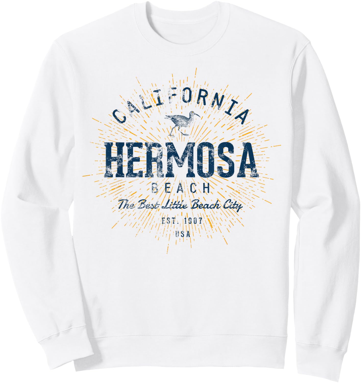 Vintage Hermosa Beach Sweatshirt - Sweatshirt | White