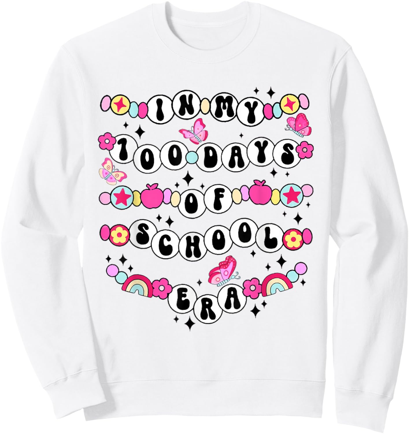 In My 100 Day Of School Era Friendship Bracelet Teacher Sweatshirt - Sweatshirt | White
