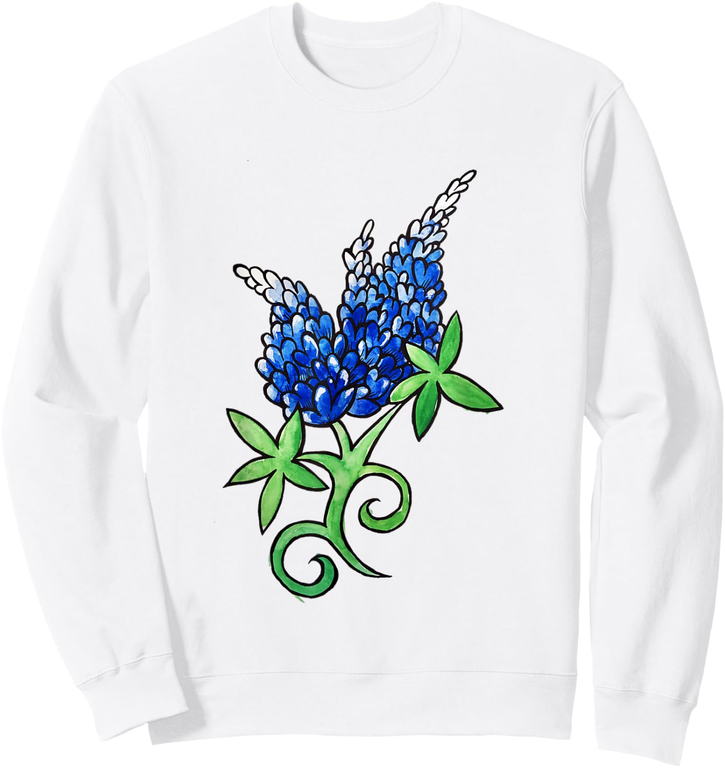 Texas Bluebonnet artistic watercolor texas shirt Sweatshirt - Sweatshirt | White