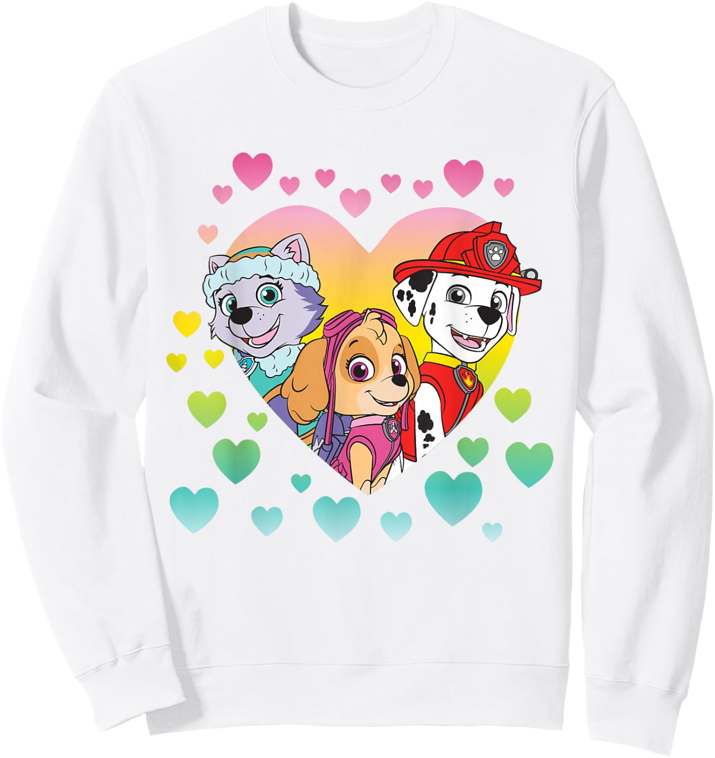 Paw Patrol Characters in Hearts Sweatshirt - Sweatshirt | White