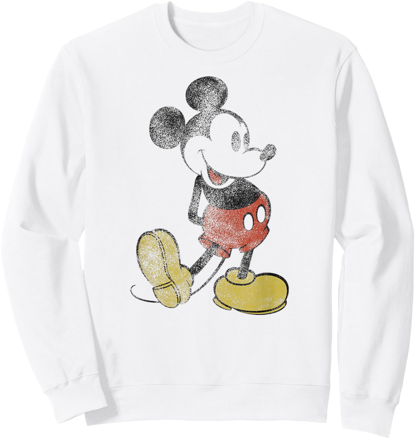 Disney - Mickey Mouse Distressed Classic Pose Sweatshirt - Sweatshirt | White