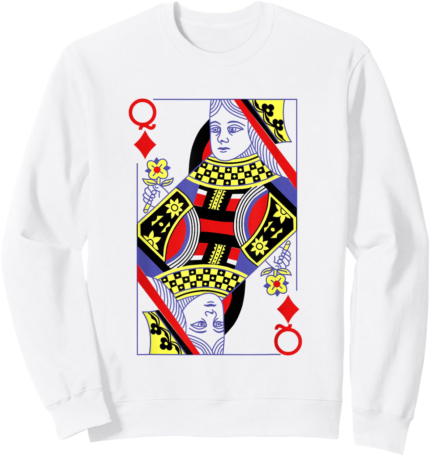 Queen Of Diamonds Deck Of Cards Playing Cards Halloween Sweatshirt - Sweatshirt | White