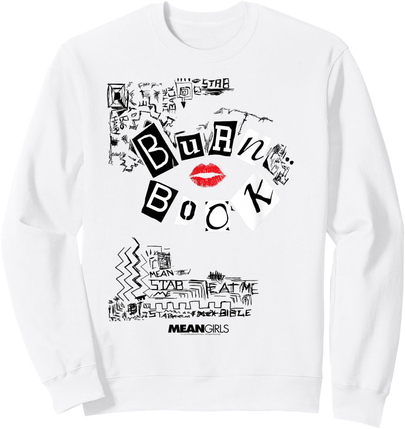 Mean Girls Burn Book with Doodles Y2K Movie Sweatshirt - Sweatshirt | White