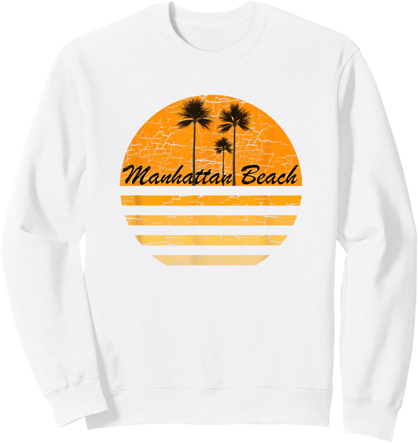 Manhattan Beach, CA Vintage 70s Throwback Surf Sweatshirt - Sweatshirt | White