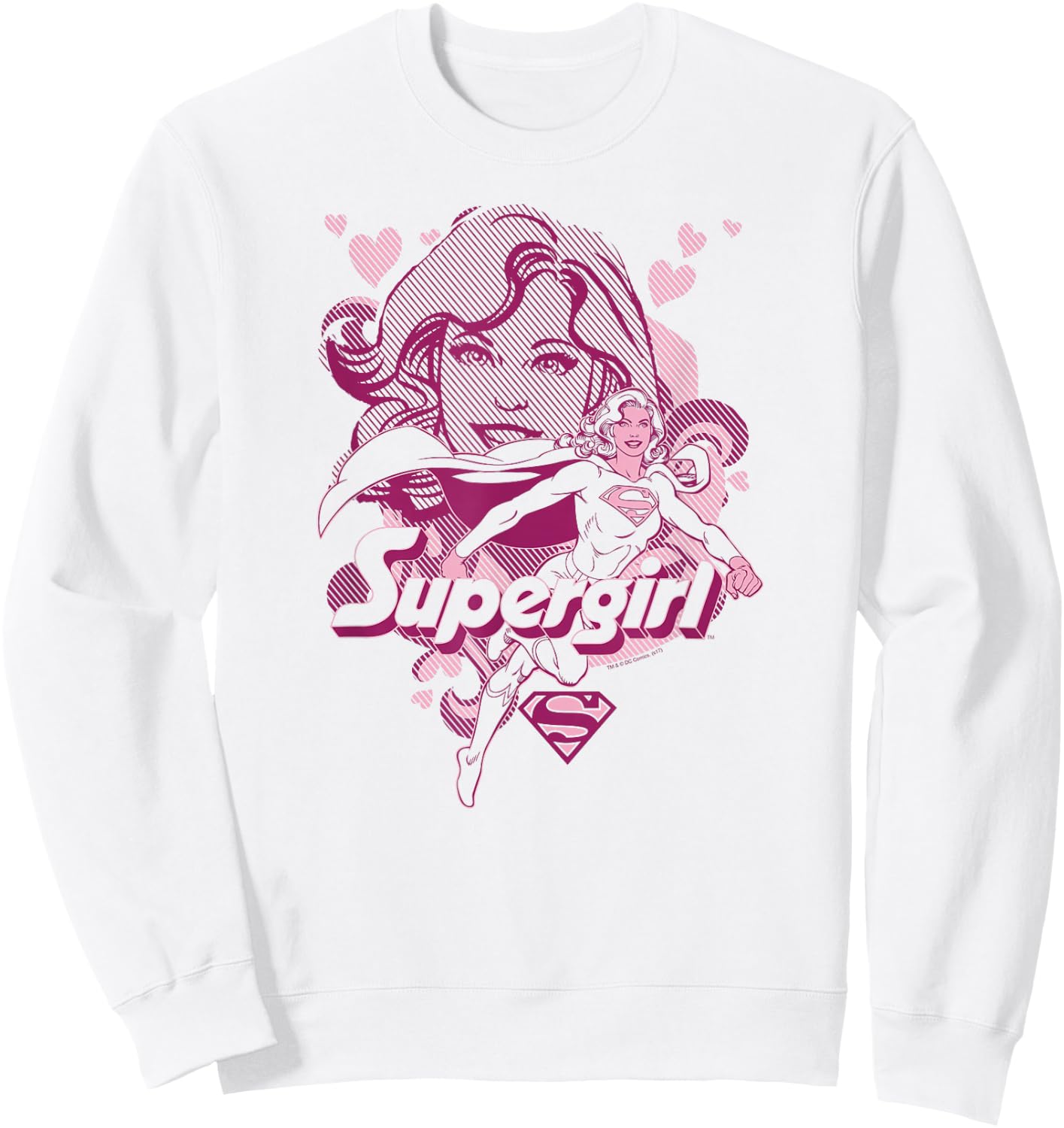 Supergirl Hearts Collage T Shirt Sweatshirt - Sweatshirt | White