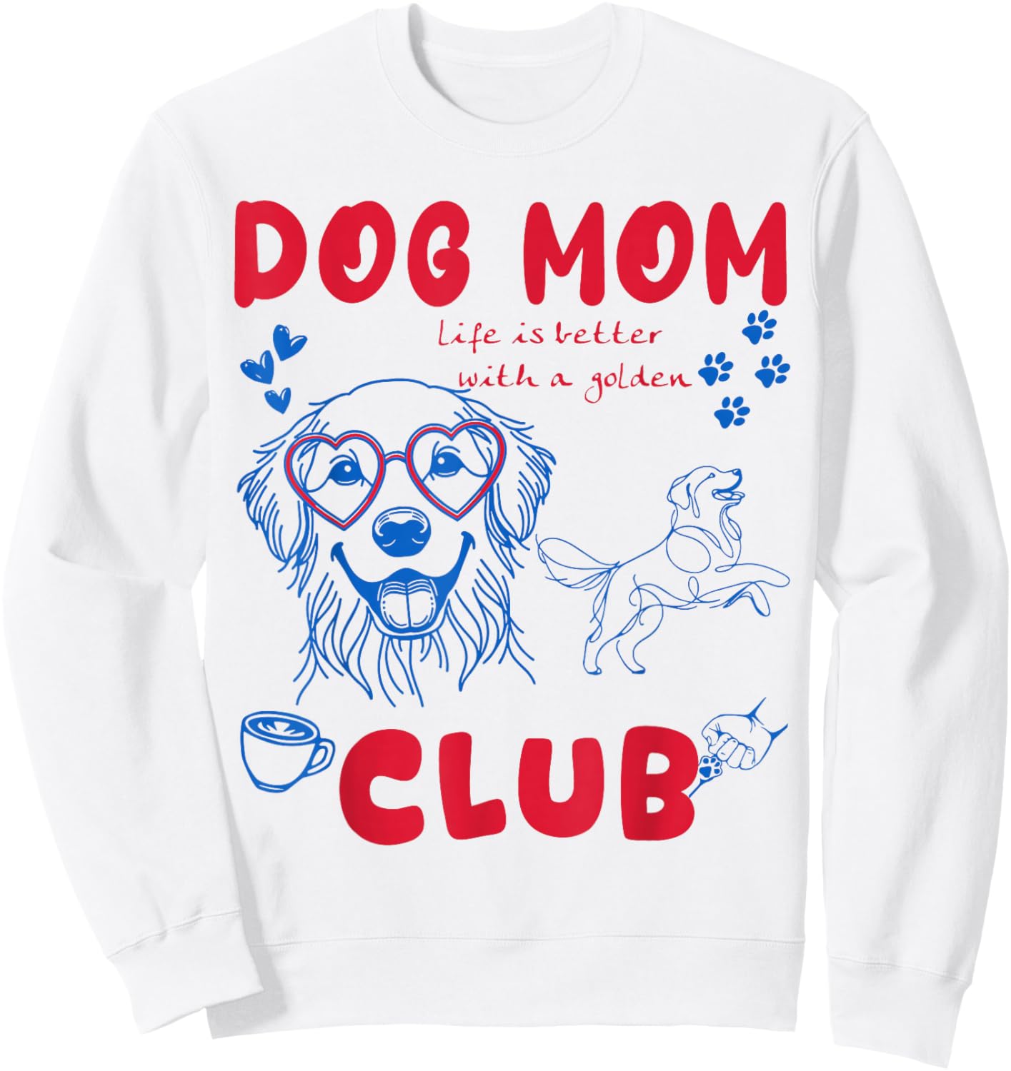 Dog Mom Club Retro Graphic for Golden Retriever Lovers Sweatshirt - Sweatshirt | White