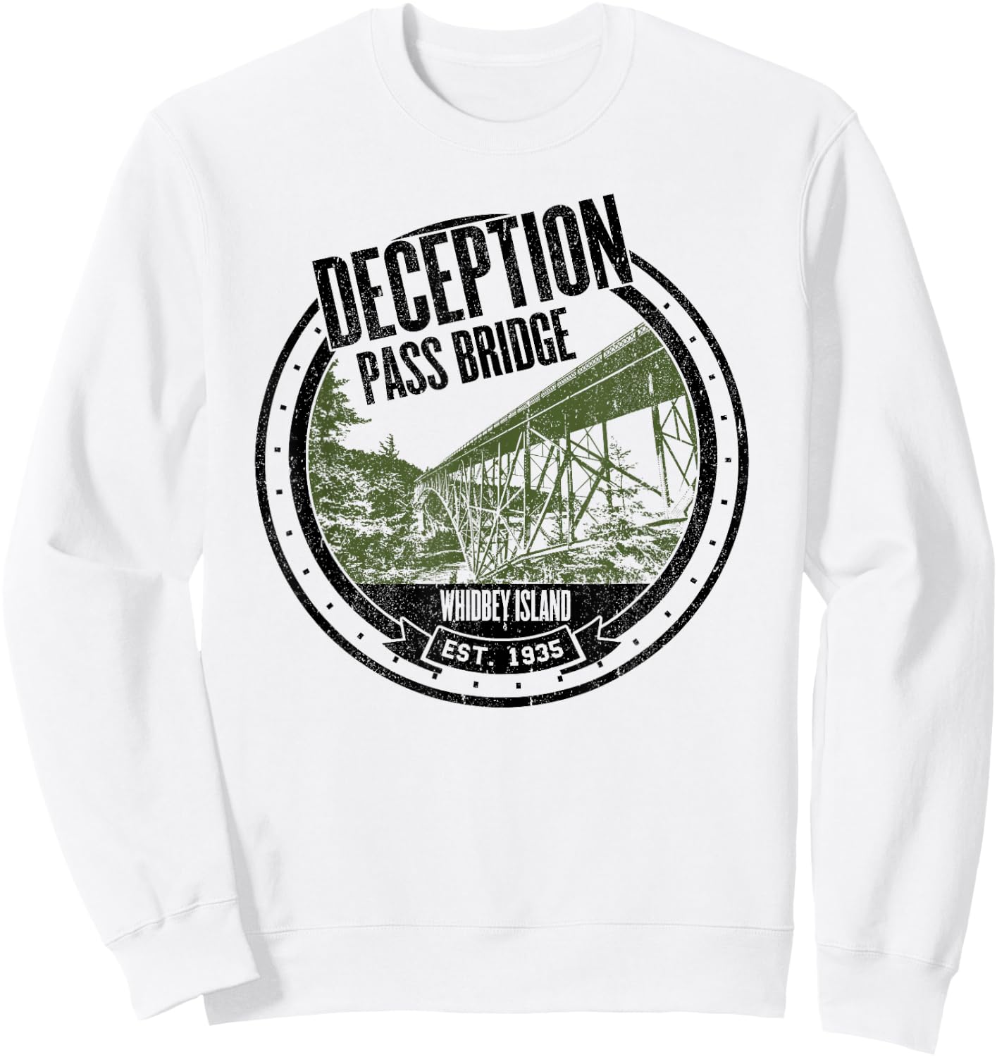 Deception Pass Bridge Whidbey Island Washington Sweatshirt - Sweatshirt | White