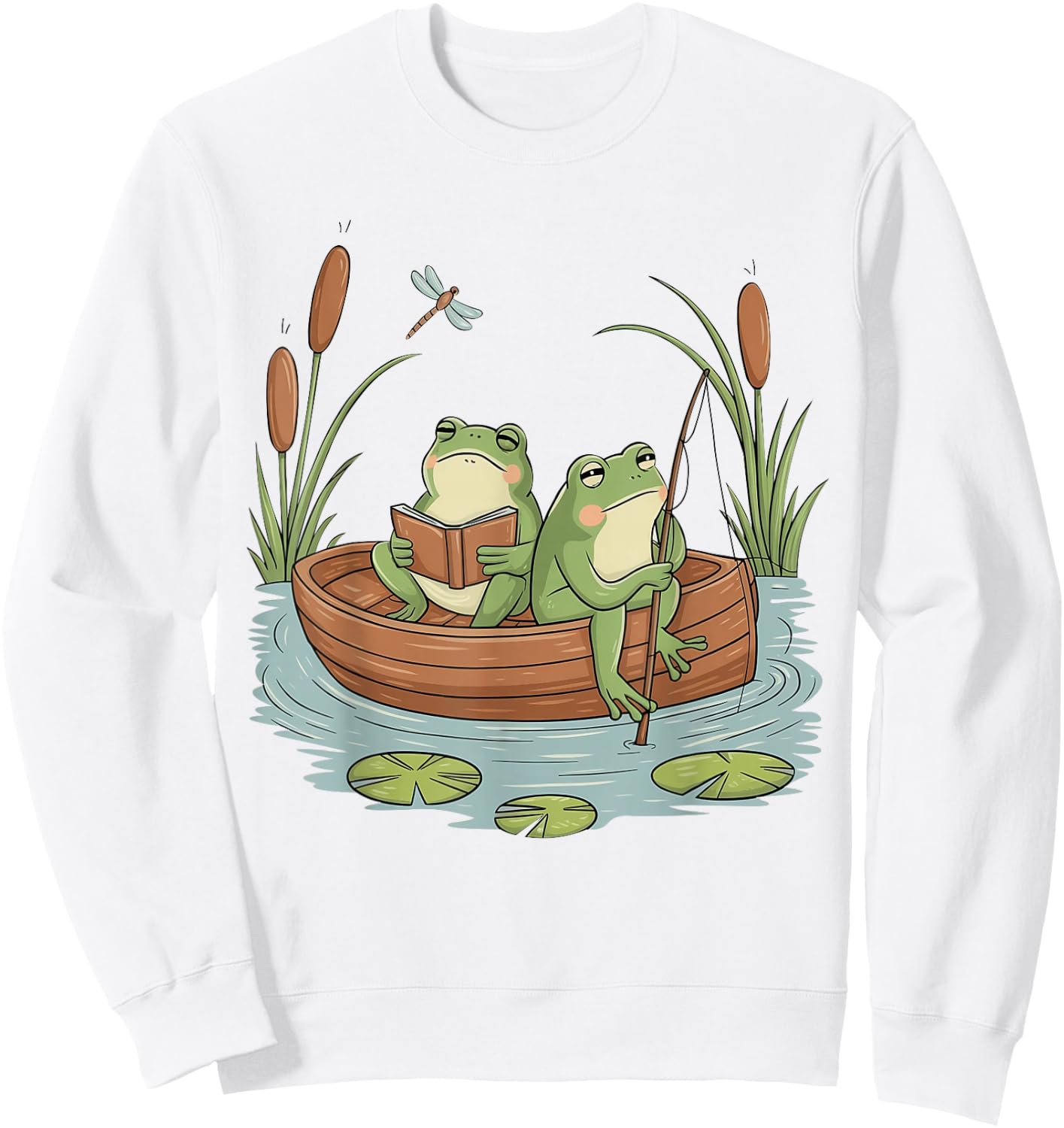 Frog Cottagecore Aesthetic Frog Fishing Nostalgia Frog Lover Sweatshirt - Sweatshirt | White