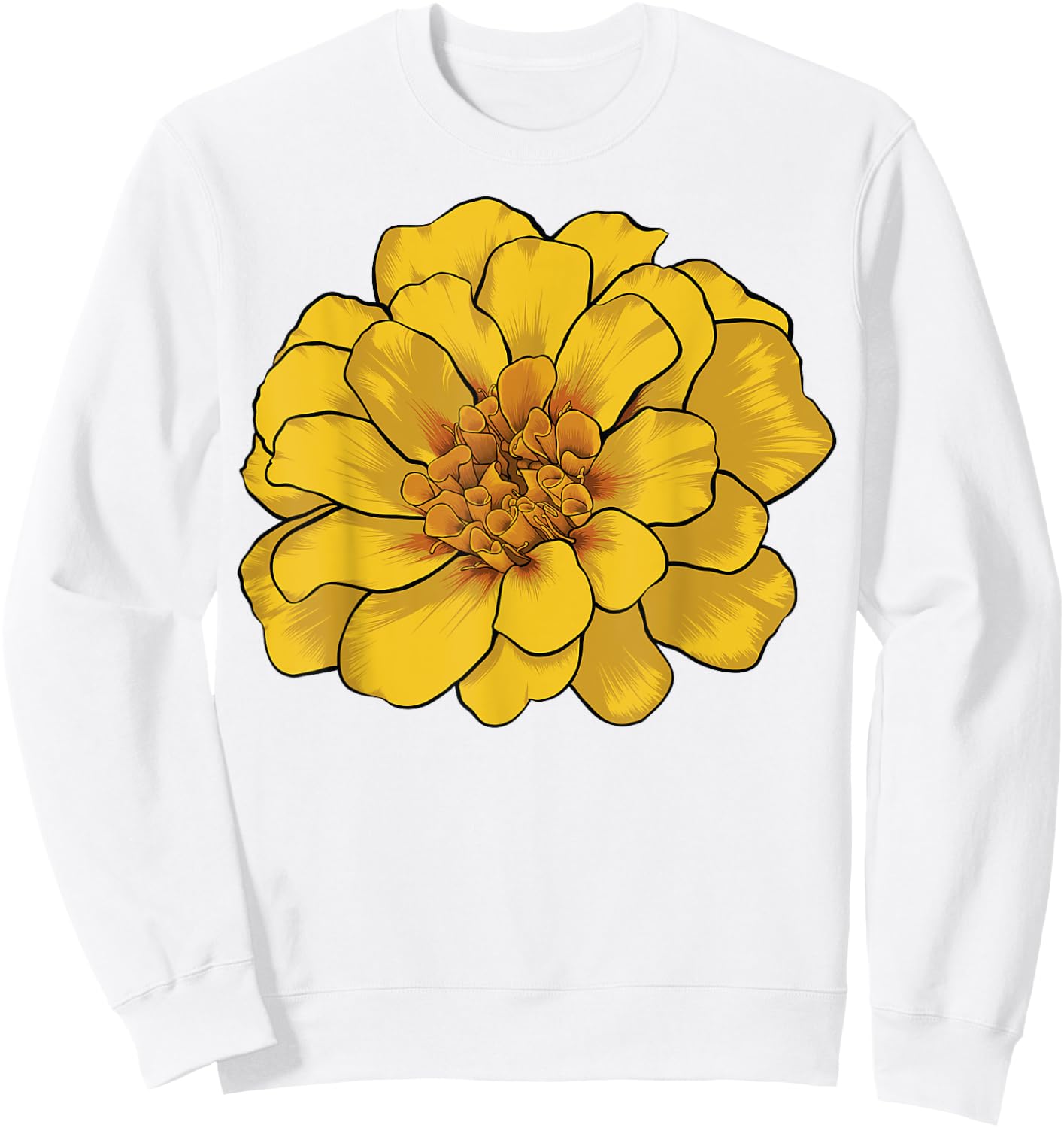 Yellow Marigold Flower Sweatshirt - Sweatshirt | White