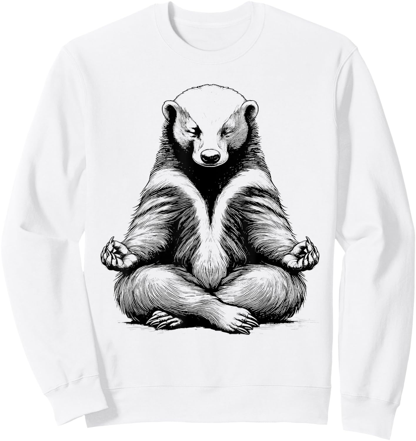 Honey Badger Doing Yoga Funny design Sweatshirt - Sweatshirt | White