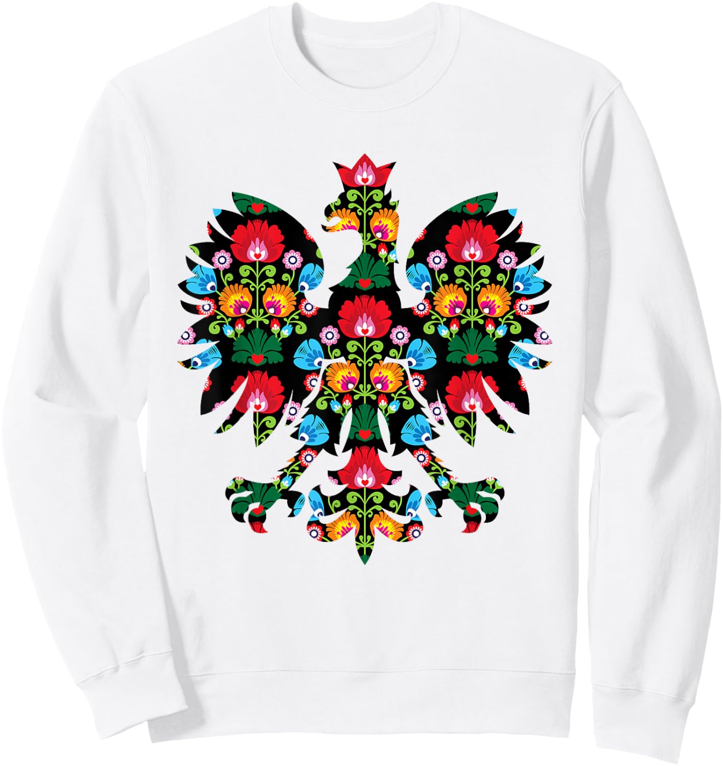 POLISH EAGLE | Poland WYCINANKI Emblem, Polish Folk Art Fest Sweatshirt - Sweatshirt | White