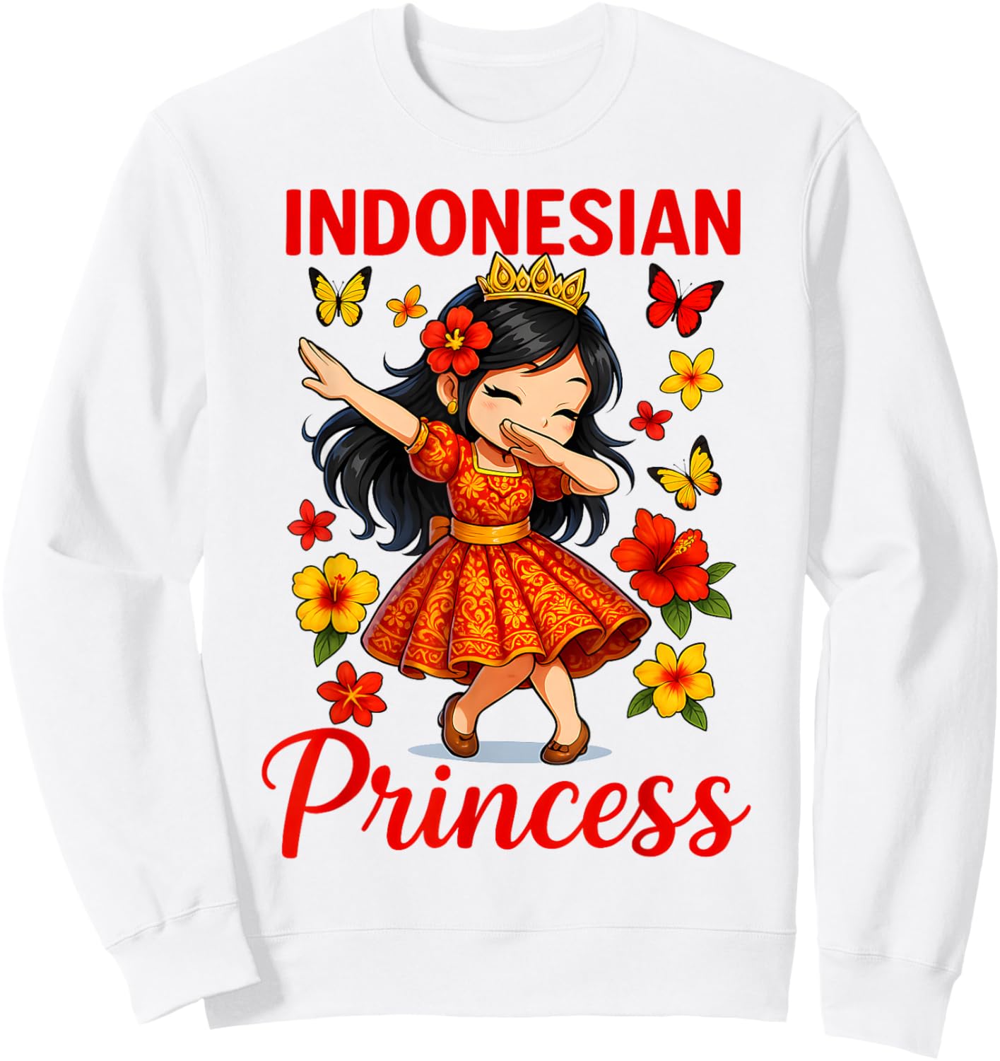 Indonesian Princess Cute Dabbing Girl Island Pride for Girls Sweatshirt - Sweatshirt | White