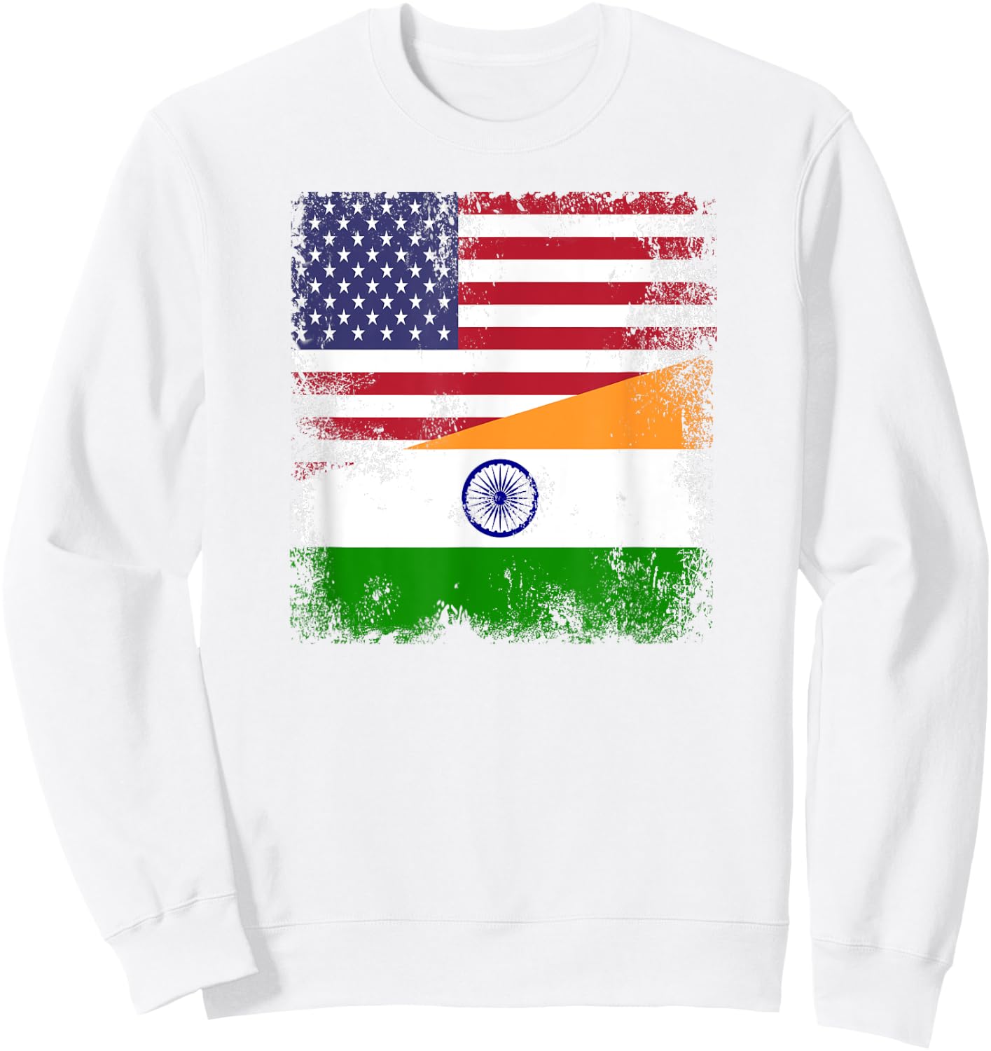 Half Indian Flag | Vintage India USA Gift Sweatshirt - Sweatshirt | White