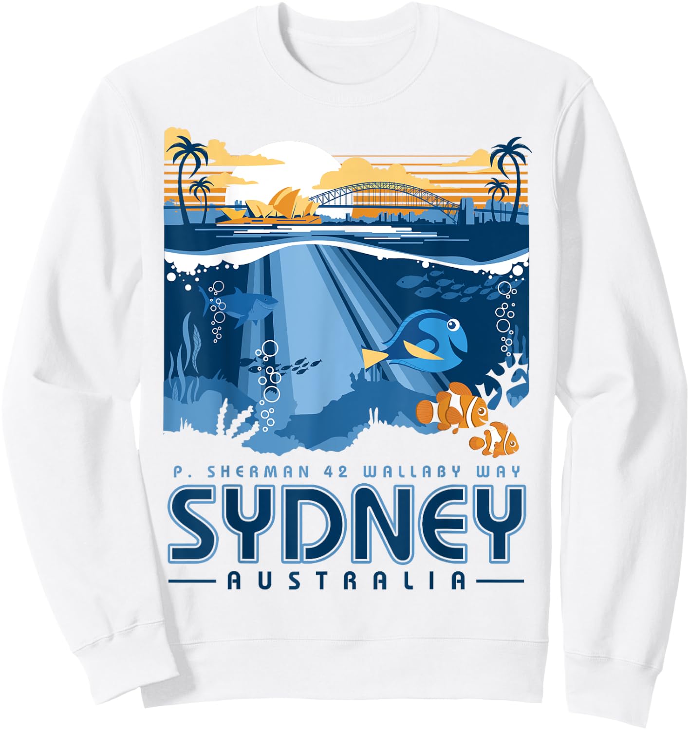 Disney Pixar Finding Nemo Sydney Australia Poster Sweatshirt - Sweatshirt | White