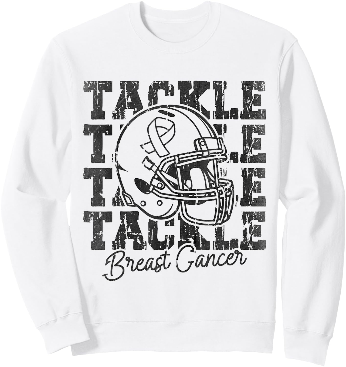 Tackle Football Pink Ribbon Breast Cancer Awareness Women Sweatshirt - Sweatshirt | White