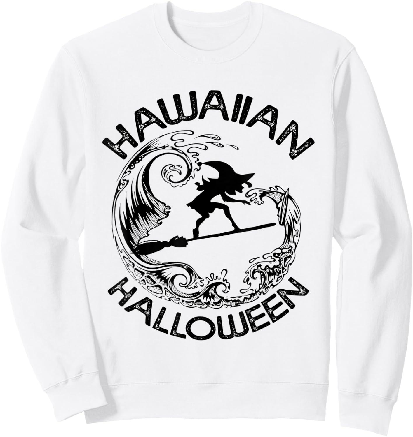 Hawaiian Halloween - Witch Surf Surfing on Waves Sweatshirt - Sweatshirt | White
