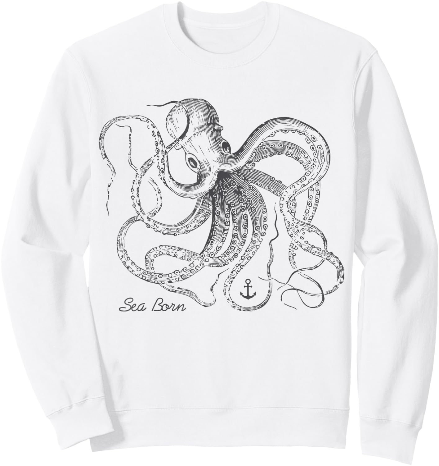 Vintage Black Octopus Marine Biologist Ocean Sea Life Sweatshirt - Sweatshirt | White