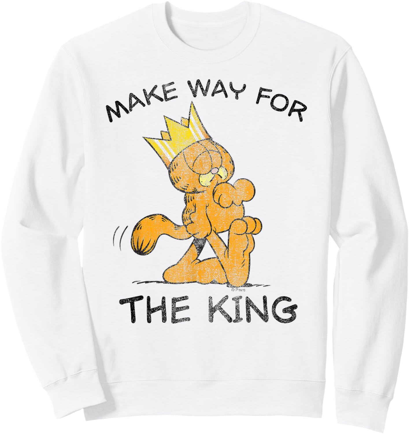 Garfield Make Way for The King Cartoon Cat Sweatshirt - Sweatshirt | White