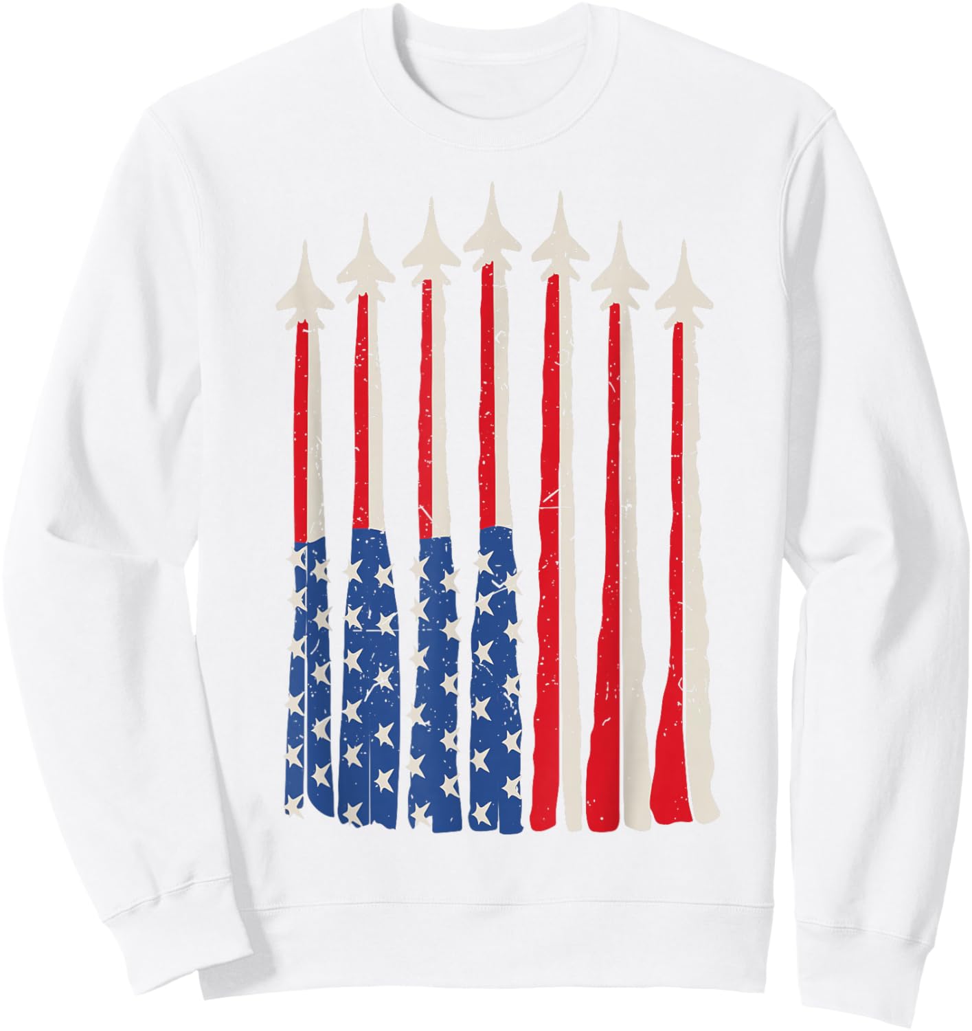 American Flag Fighter Jet Patriotic Toddler Boy 4th July USA Sweatshirt - Sweatshirt | White