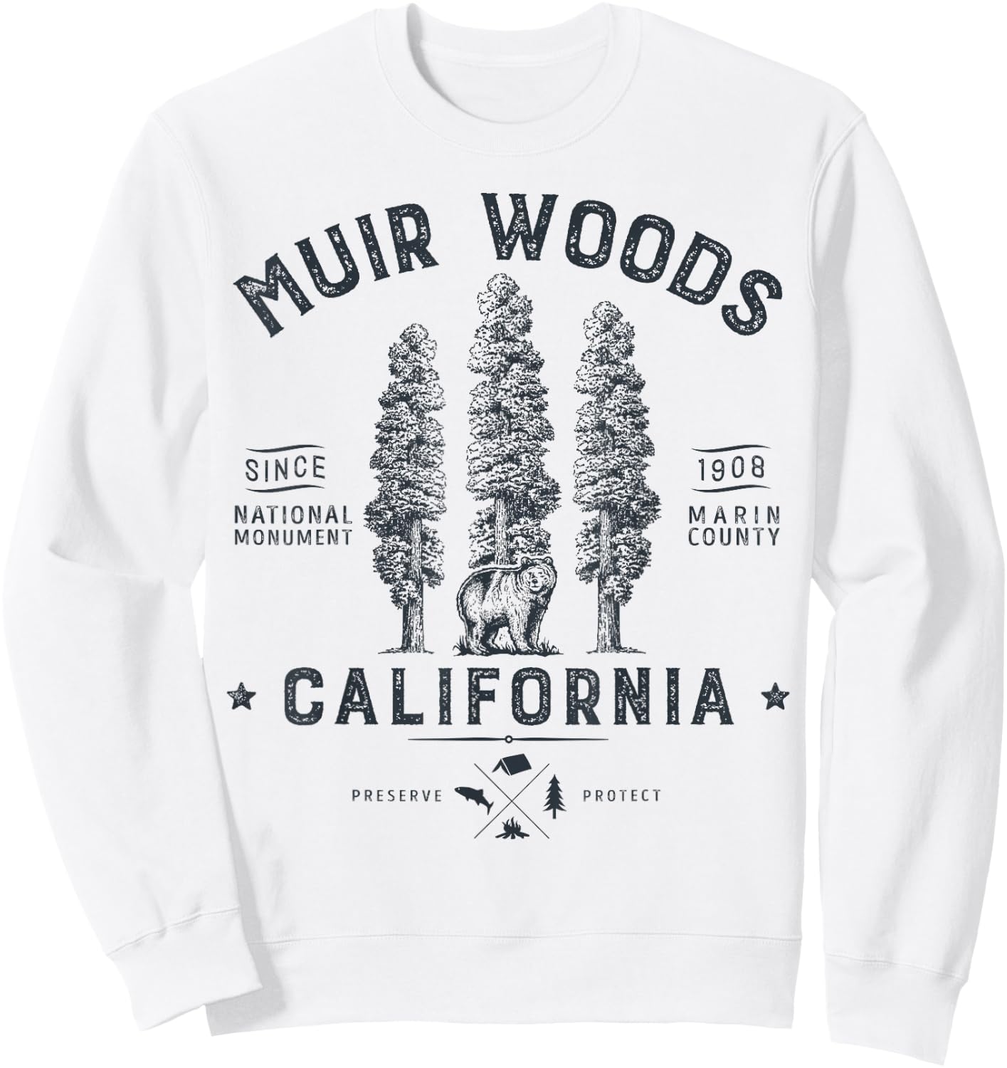 Muir Woods National Monument T Shirt California Redwood Park Sweatshirt - Sweatshirt | White