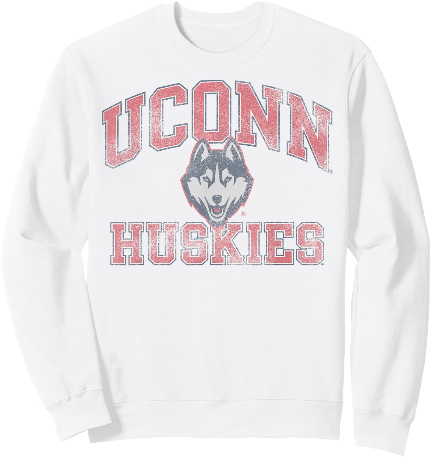 Connecticut Huskies Vintage Worn Gray Officially Licensed Sweatshirt - Sweatshirt | White