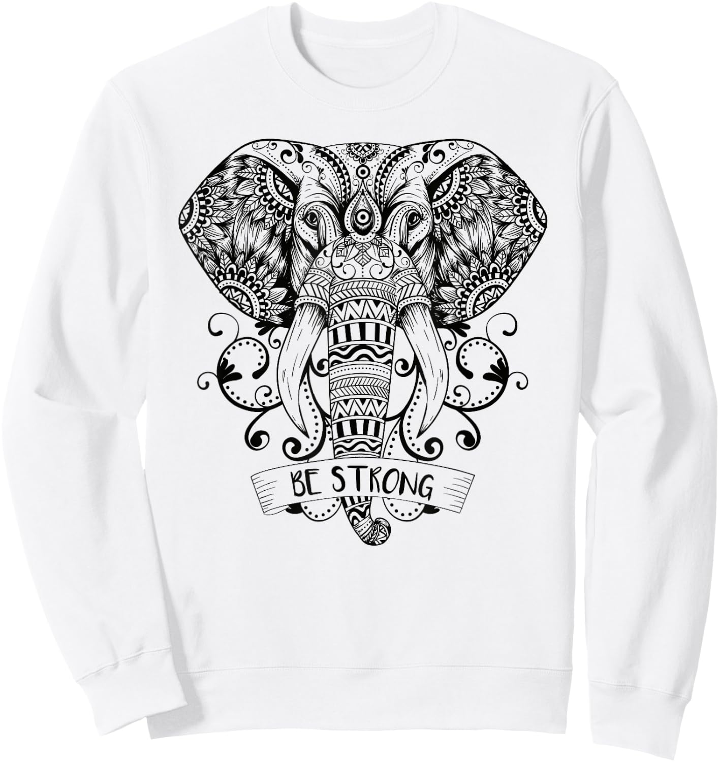 Elephant Sei stark Mandala & Yoga Meditation Sweatshirt - Sweatshirt | White