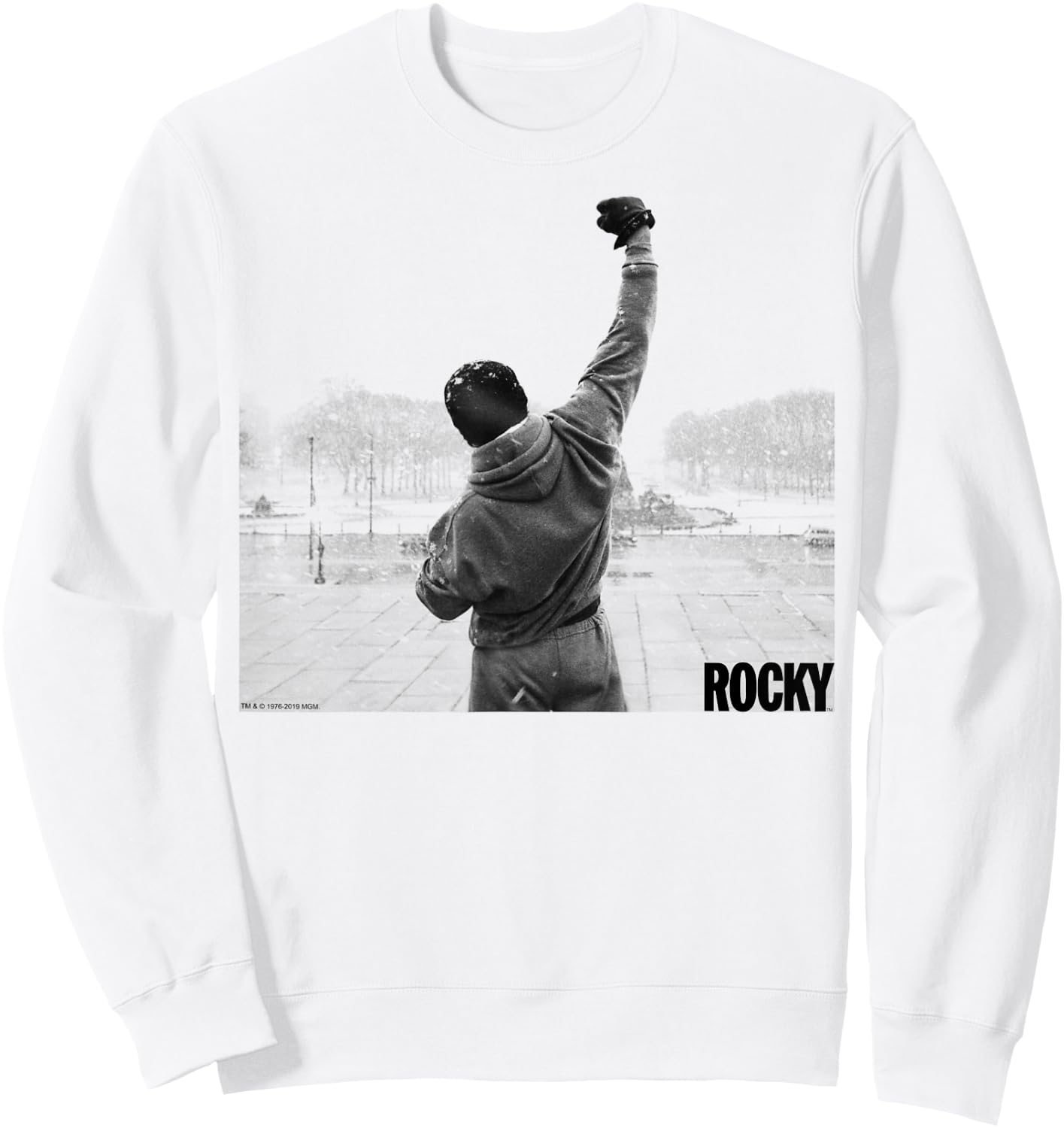 Rocky Fist Raise Grey Scale Movie Poster Sweatshirt - Sweatshirt | White