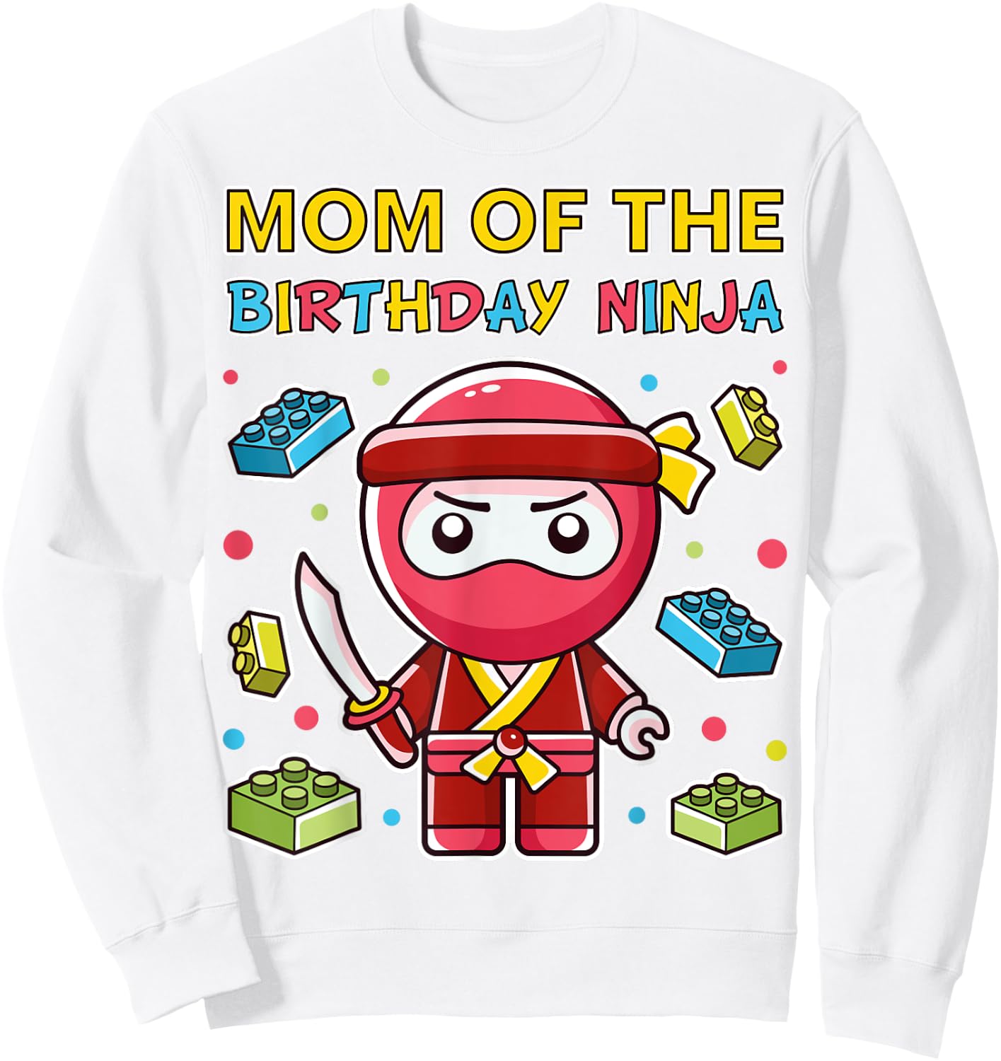 Mom of the Blocks Ninja Birthday Boy Brick Building Kid Boy Sweatshirt - Sweatshirt | White