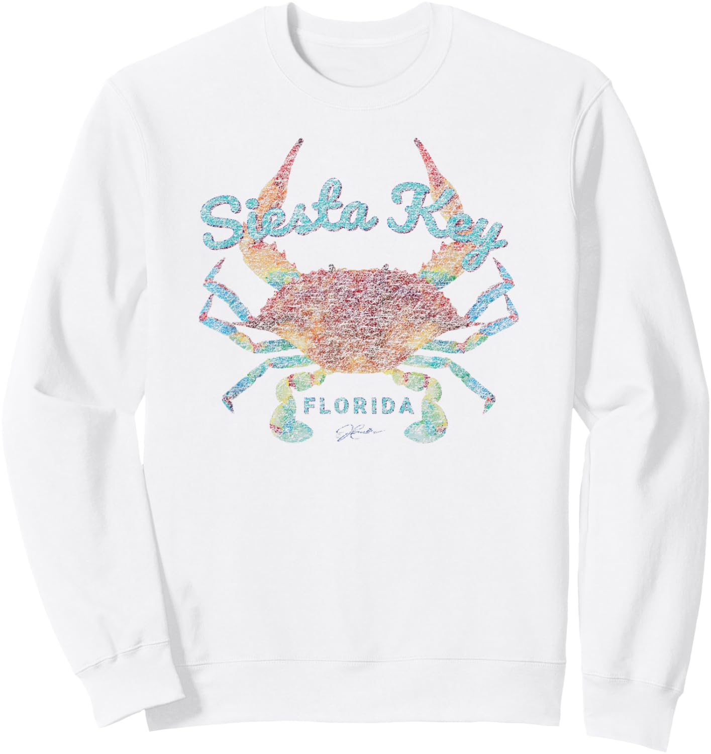 JCombs: Siesta Key, FL, Blue Crab Sweatshirt - Sweatshirt | White