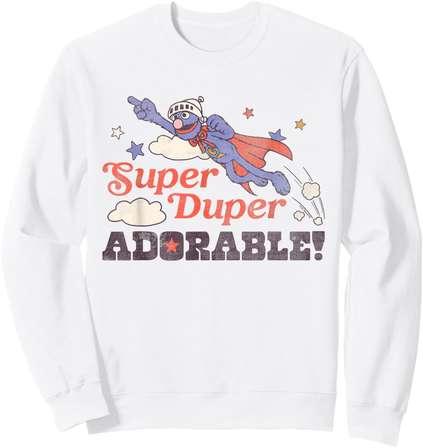 Sesame Street Vintage Heart Grover, Super Duper Adorable Sweatshirt - Sweatshirt | White