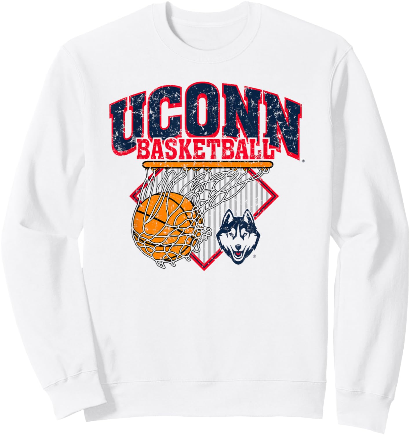 Connecticut Huskies Basketball Vintage Pivot White Sweatshirt - Sweatshirt | White