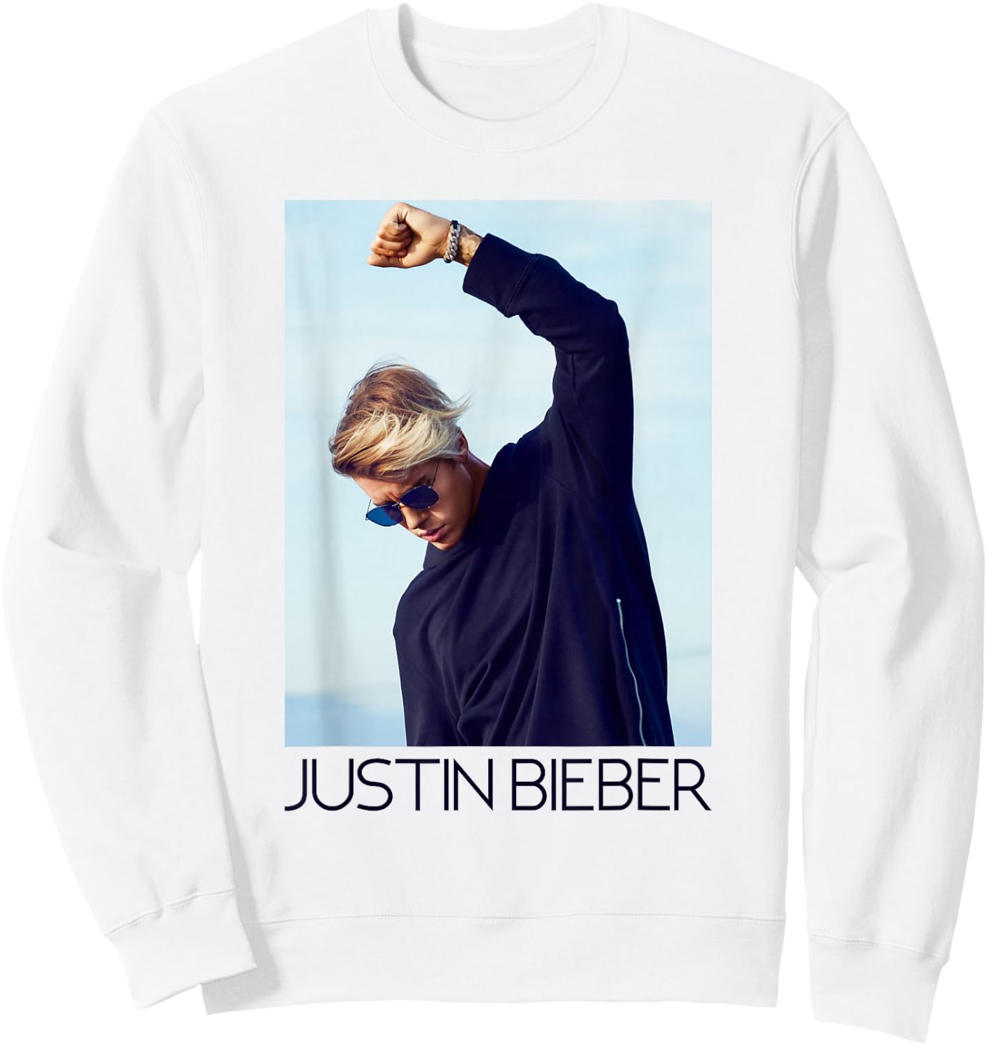 Justin Bieber Official Blue Shades Fist Sweatshirt - Sweatshirt | White