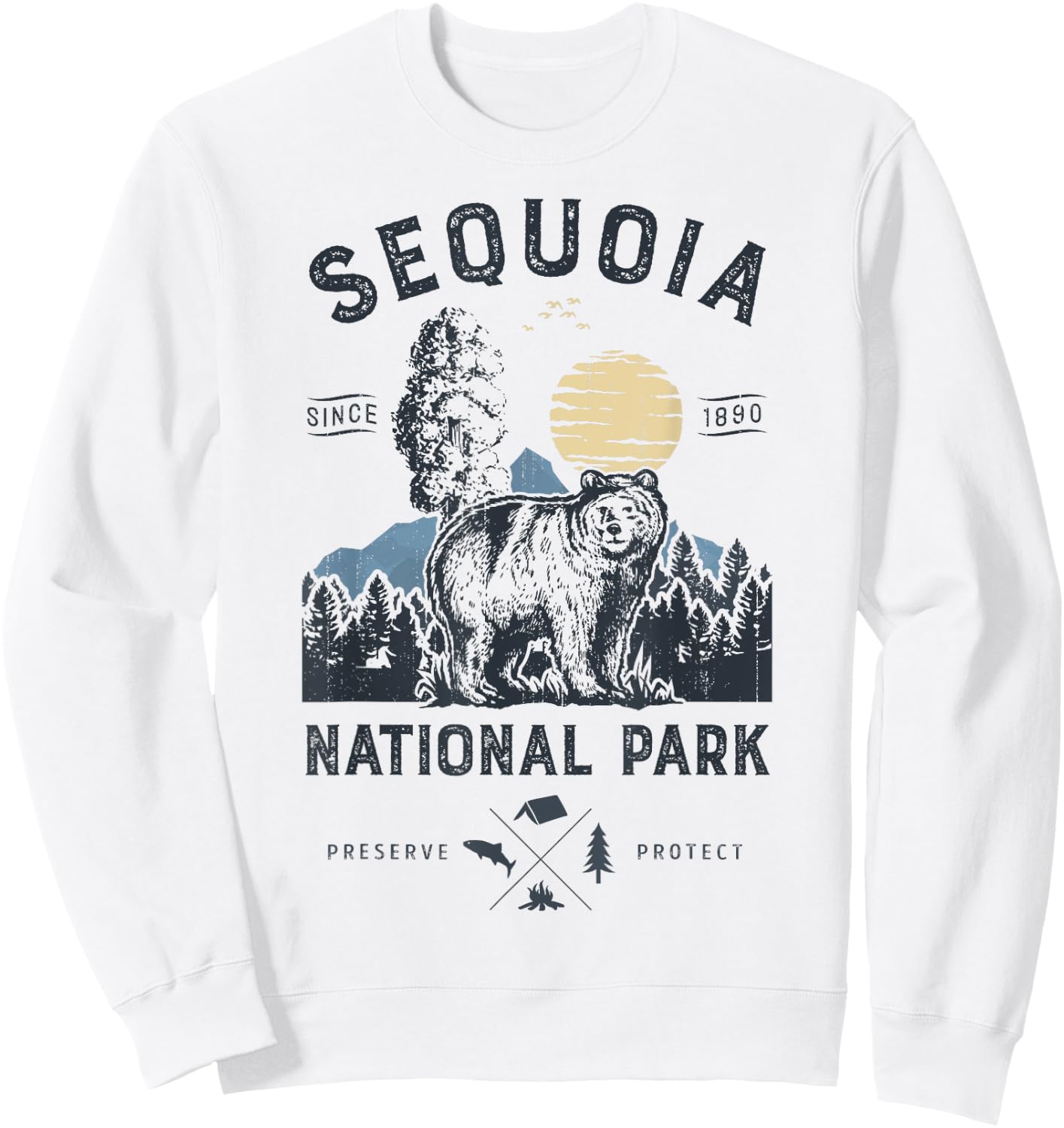 Sequoia National Park T Shirt Vintage California Bear Gifts Sweatshirt - Sweatshirt | White