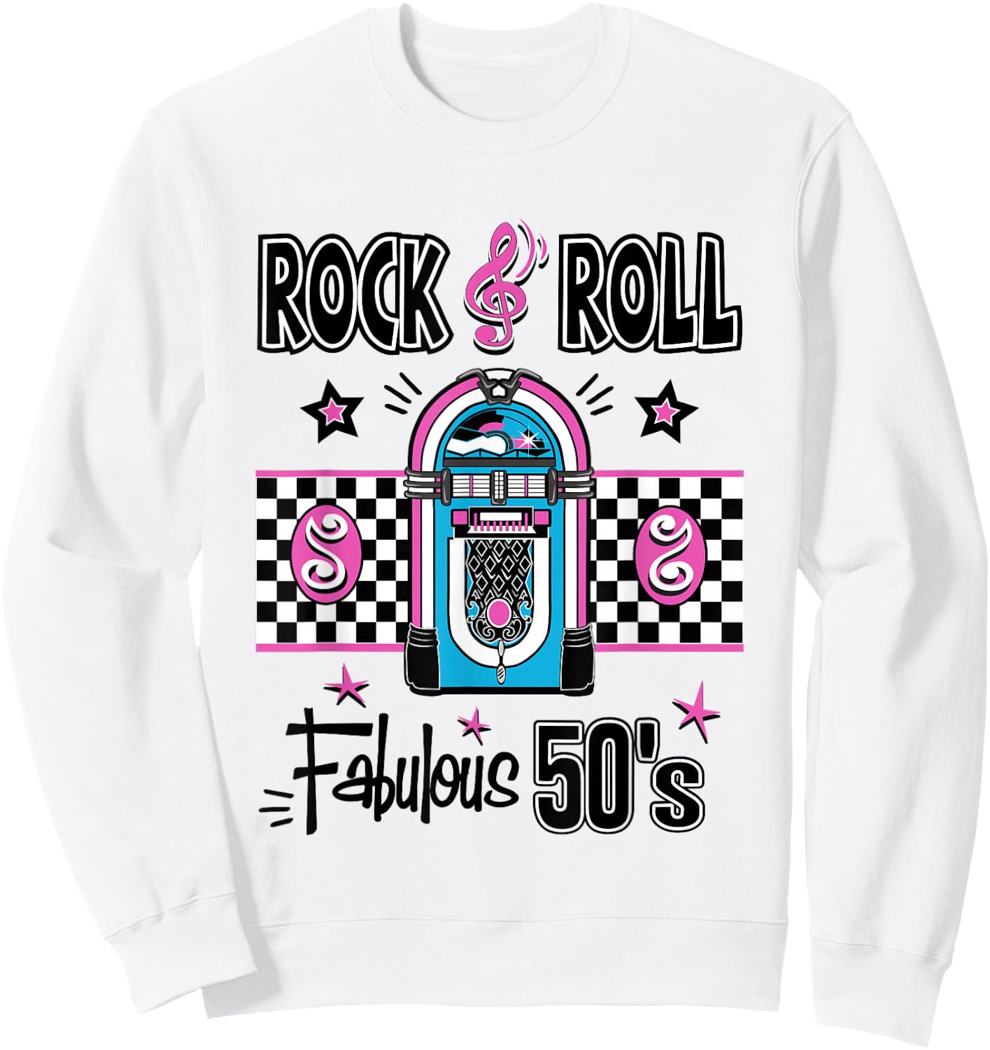 Rock N Roll 50s Sock Hop Dance Women Girls Men Rockabilly Sweatshirt - Sweatshirt | White