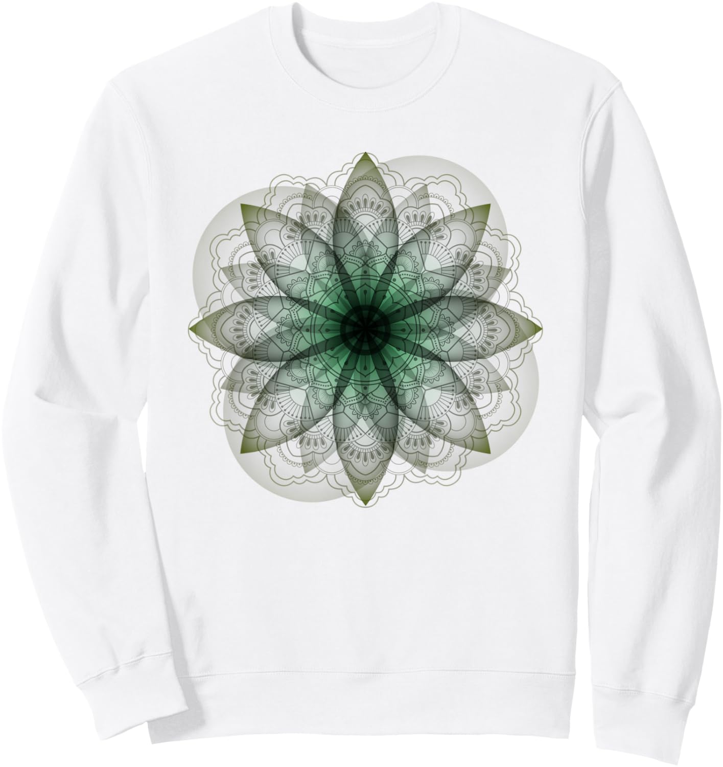 Lotus Mandala | Spiritual New Age Buddhist Yoga T Shirt Sweatshirt - Sweatshirt | White