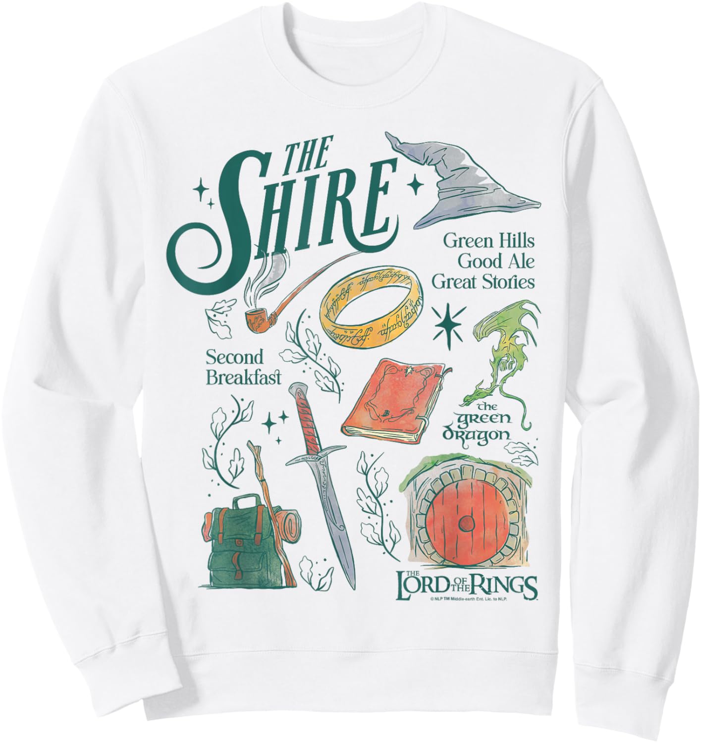 The Lord of the Rings The Shire Green Hills Good Ale Icons Sweatshirt - Sweatshirt | White