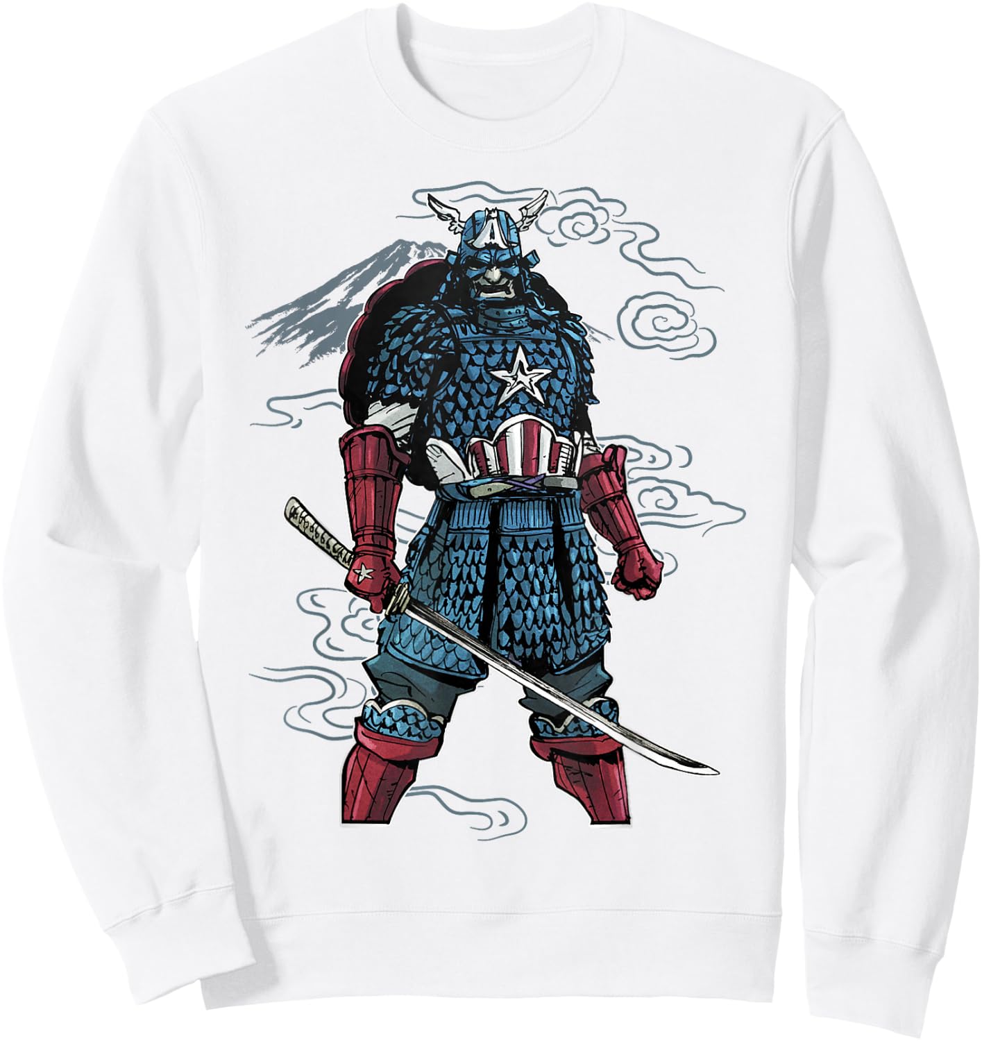 Marvel Captain America Mountain Samurai Graphic Sweatshirt - Sweatshirt | White
