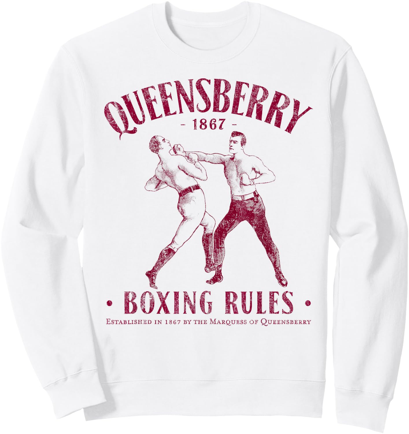 Distressed Vintage Boxing - Queensbury Boxing Rules Sweatshirt - Sweatshirt | White