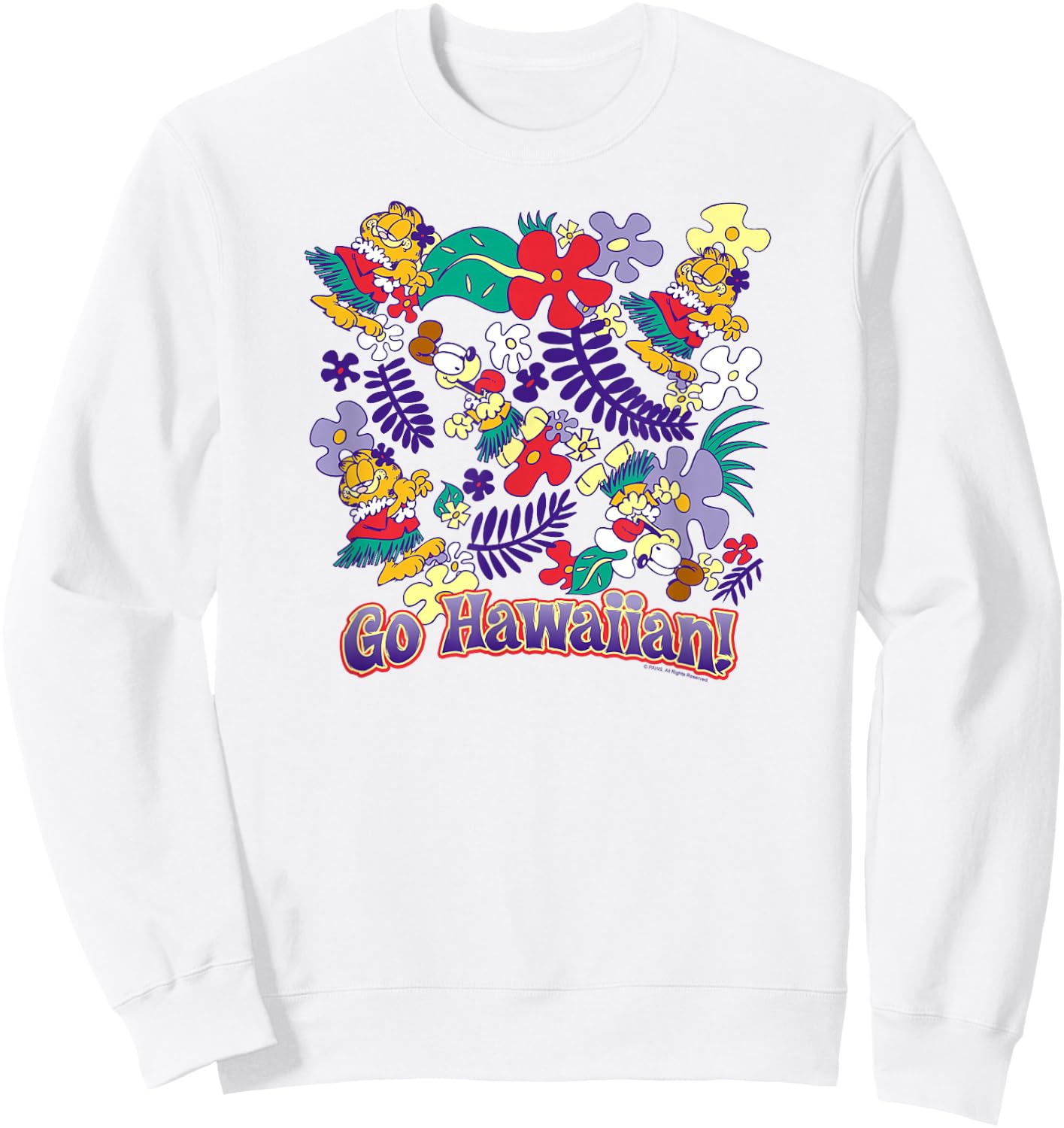 Garfield Go Hawaiian Sweatshirt - Sweatshirt | White