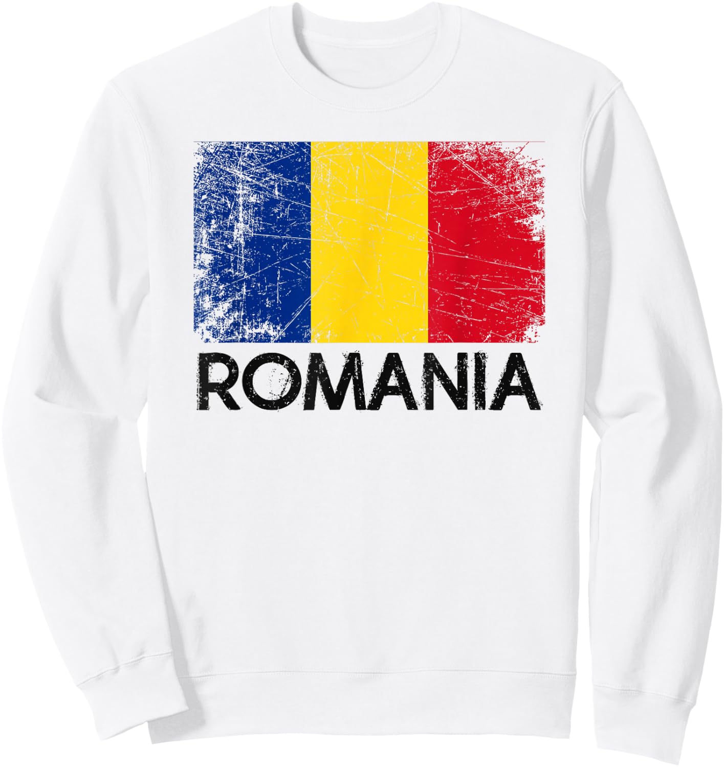 Romanian Flag | Vintage Made In Romania Gift Sweatshirt - Sweatshirt | White