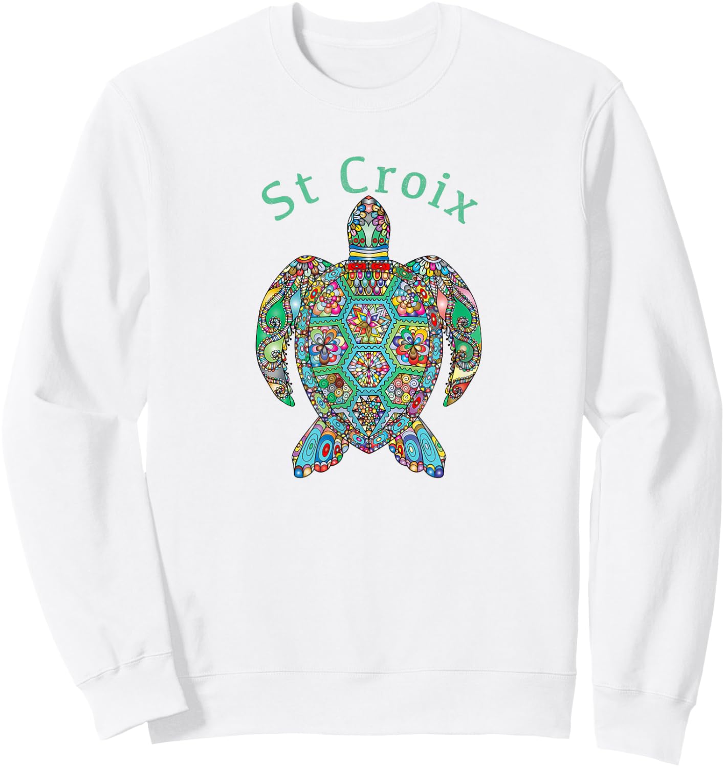 St Croix Tribal Turtle Gift Sweatshirt - Sweatshirt | White
