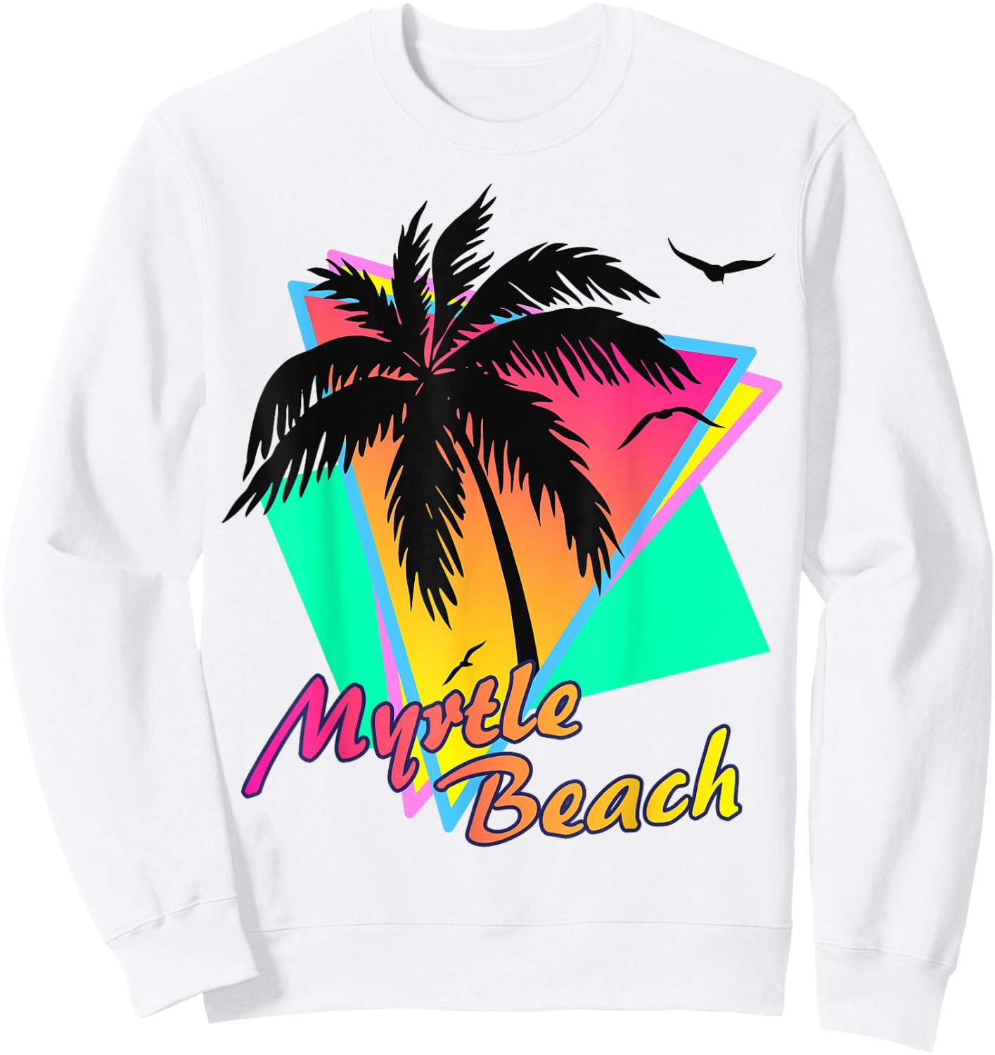 Myrtle Beach Tropical Summer Palm Tree Sunset Sweatshirt - Sweatshirt | White